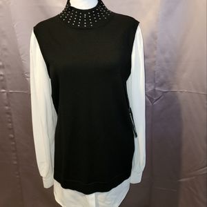 Winter Sale Karl Lagerfeld Paris Layered Look Black Sweater. Size S